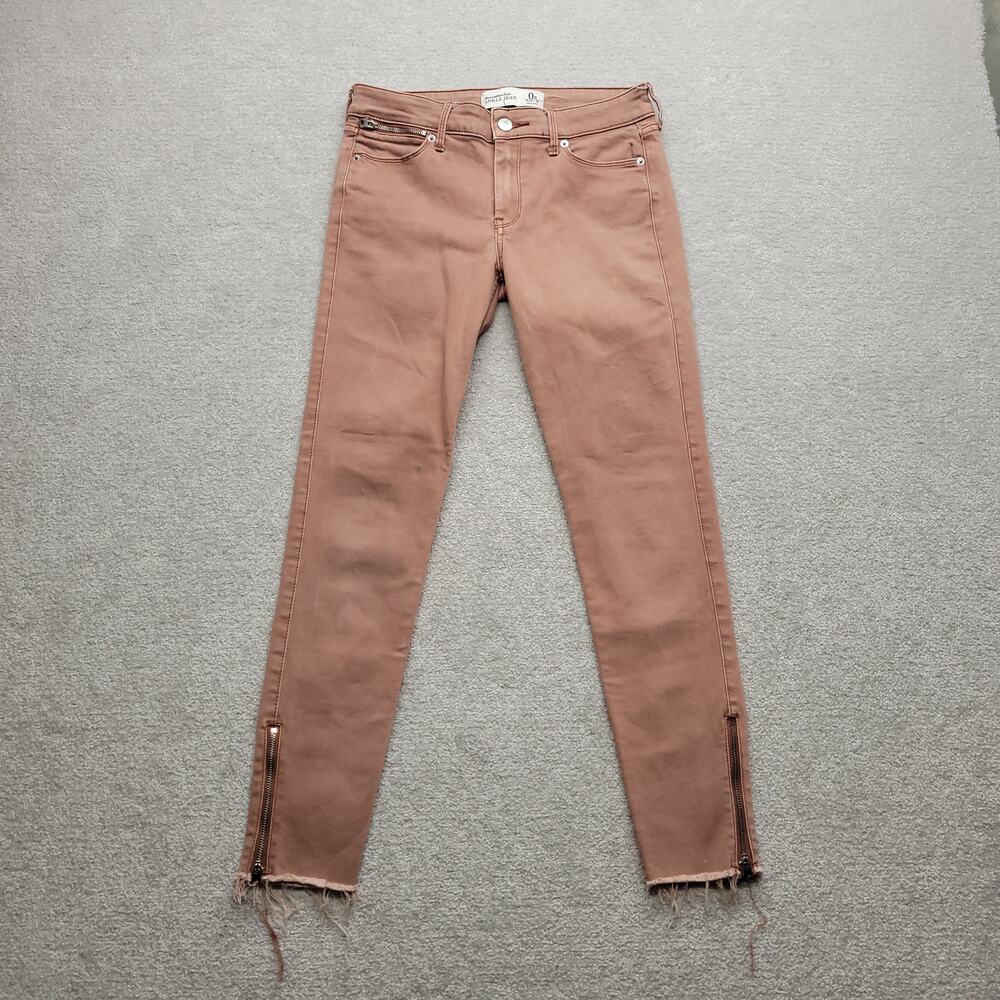 Abercrombie & Fitch Womens 0R W25 Ankle Jeans Skinny Raw Hem Zipper Brown